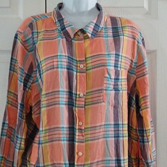 Old Navy Plaid A Carreaux long sleeve button down shirt Sz XXL NWOT - Picture 3 of 5